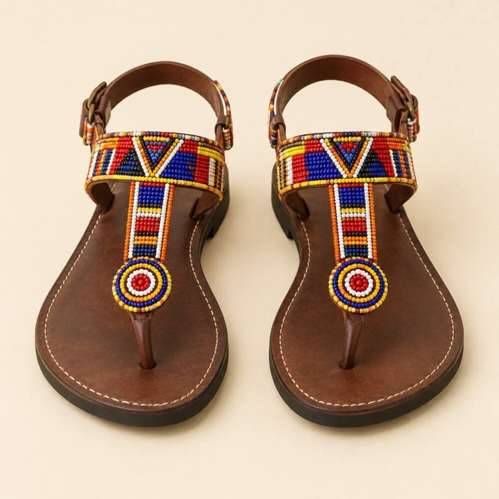 Beaded leather sandals